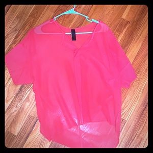 Red chiffon blouse